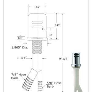 Westbrass D200-1-5-07 1-3/4" x 2-3/4" Solid Brass Air Gap Cap Kit, Skirted, 5-Pack, Satin Nickel