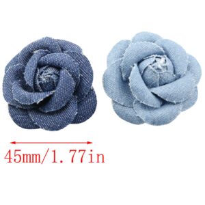 LQ Industrial 6pcs Denim Flower Cloth 3 Sizes Fabric Flower for Clothes Decoration DIY Crafts Supplies Scrapbooking