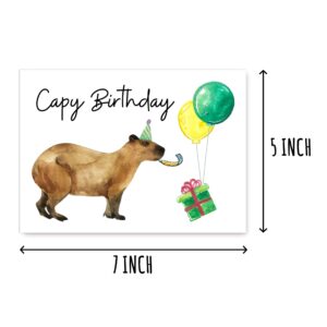 EruditeGifts Capy Birthday Card - Fun, Cute, Heavyweight Cardstock, Blank Inside, Envelope Included, 5 x 7 Inches