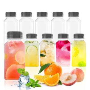 goiio 5 pcs 6 ounce plastic juice bottles, clear bulk beverage containers, for smoothies, juice milk and homemade beverages