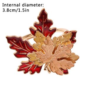 Mokylor 8 Pcs Maple Leaves Napkin Ring, Fall Metal Napkin Ring Holder Maple Leaves Serviette Buckle Holder Autumn Leaf Napkin Buckle for Harvest Season Thanksgiving Fall Decoration