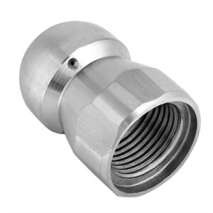 Cleaning Nozzle, Pressure Drain Hose Thread Nozzle 3/8" Pressure Washer Quick Connector Sewer Jetter Nozzle Stainless Steel Fixed Jetting Nozzle