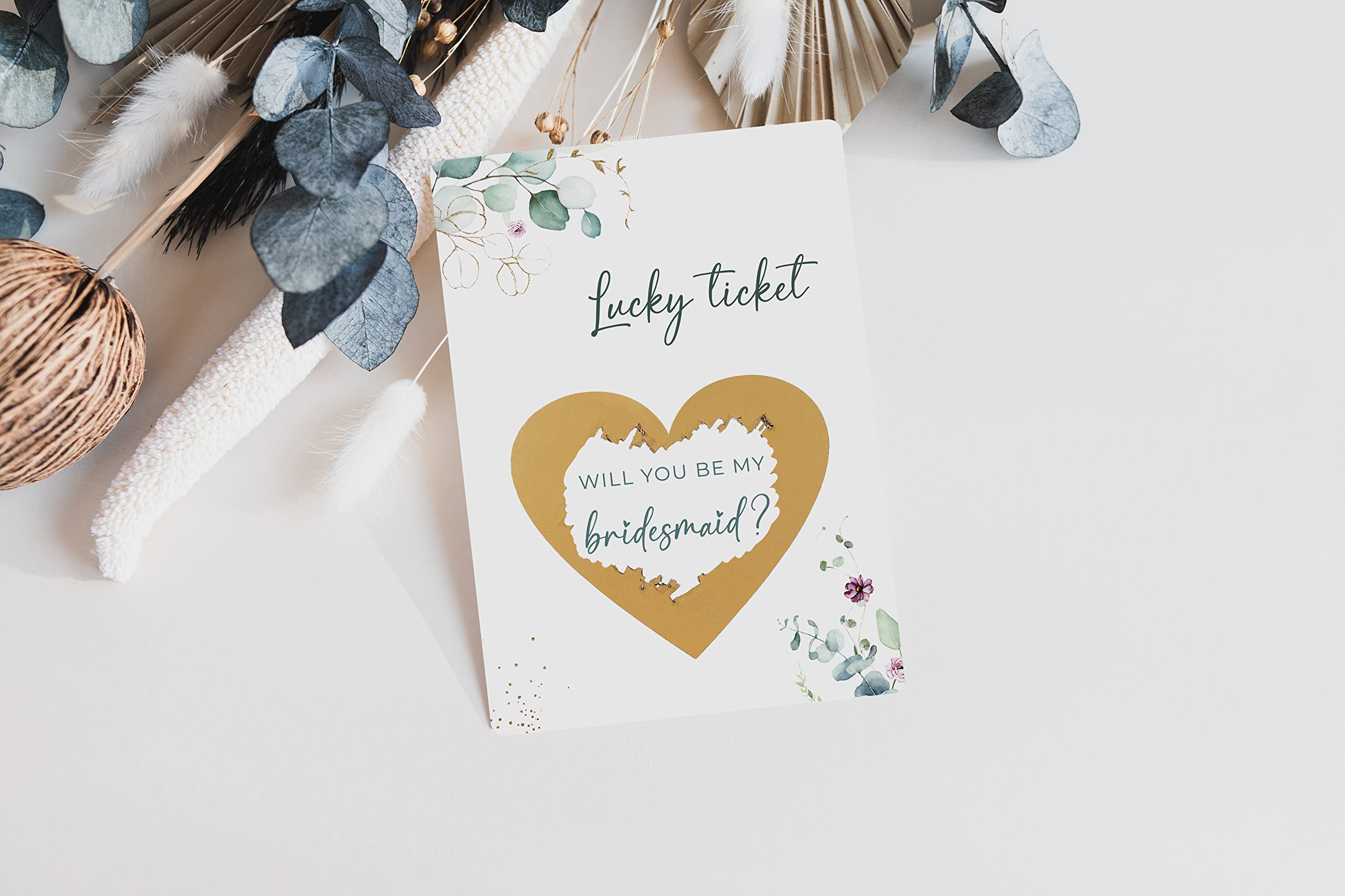 Joli Coon Will you be my bridesmaid scratch card - Bridesmaid proposal with envelope - Eucalyptus