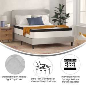 Flash Furniture Capri Comfortable Sleep 12" Hybrid Pocket Spring and Foam Mattress in a Box, Extra Firm Foam Pocket Spring Hybrid Mattress, Queen