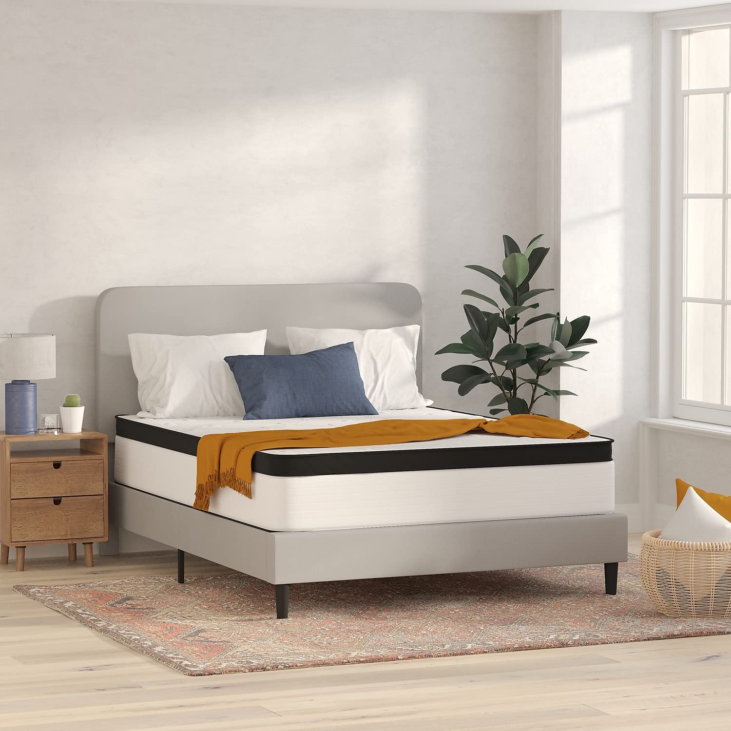 Flash Furniture Capri Comfortable Sleep 12" Hybrid Pocket Spring and Foam Mattress in a Box, Extra Firm Foam Pocket Spring Hybrid Mattress, Queen