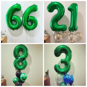 Number 10 Dark Green Balloons 40 Inch Giant Green 10 Numer Foil Helium Balloons for 10th Green Birthday Party Supplies 10th Anniversary Events Decorations