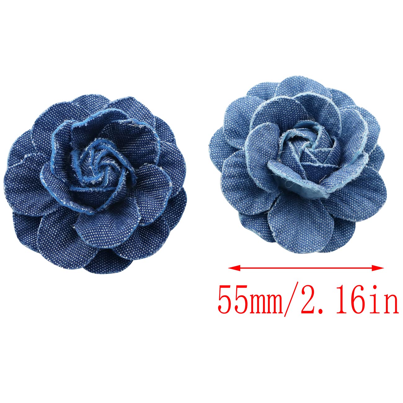 LQ Industrial 6pcs Denim Flower Cloth 3 Sizes Fabric Flower for Clothes Decoration DIY Crafts Supplies Scrapbooking