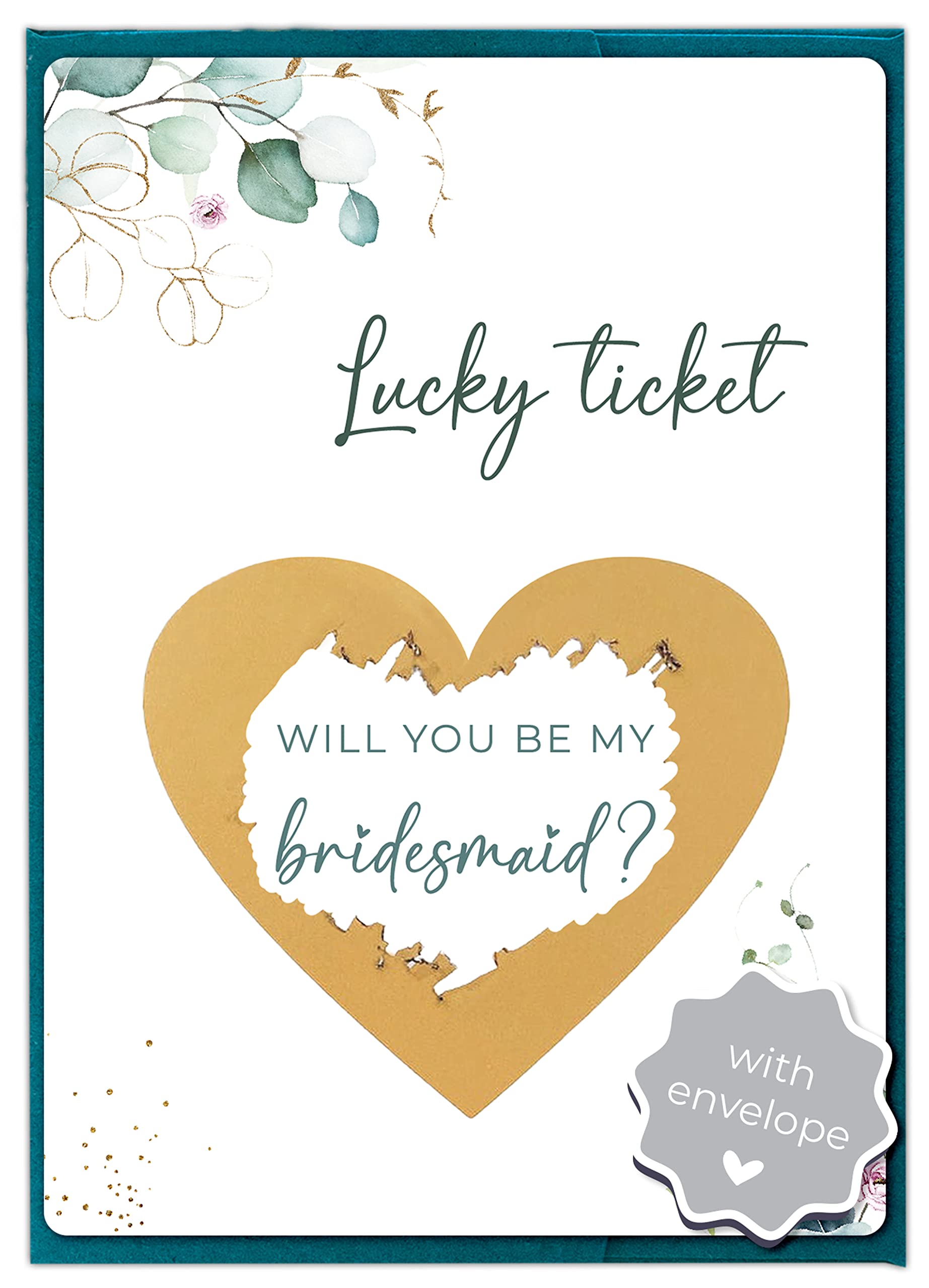 Joli Coon Will you be my bridesmaid scratch card - Bridesmaid proposal with envelope - Eucalyptus