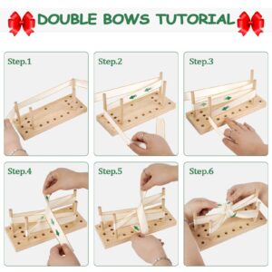 Creproly Bow Maker for Ribbon Wreaths, 2-in-1 Double Sided Wooden Hair Bow Making Tool for Crafts DIY Decoration for Christmas Halloween Holiday (New Style1)