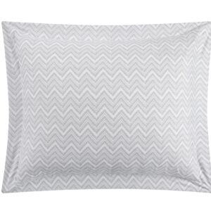 Chic Home Blaine 3 Piece Duvet Cover Set Contemporary Two Tone Striped Chevron Pattern Bedding - Pillow Shams Included, King, Grey