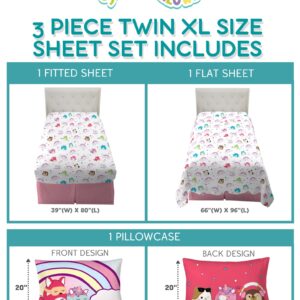 Franco Collectibles Squishmallows Bedding Super Soft Microfiber Sheet Set, Twin XL, College Dorm Essentials (Officially Licensed Product)