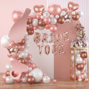 Janinus Bride To Be Balloons Garland Rose Gold Bachelorette Party Decorations Kit Bridal Shower Balloons Arch Kit With Champagne Bottle Balloon And Ring Balloon For Bridal Rose Gold Party Decorations