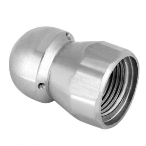 Cleaning Nozzle, Pressure Drain Hose Thread Nozzle 3/8" Pressure Washer Quick Connector Sewer Jetter Nozzle Stainless Steel Fixed Jetting Nozzle