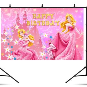 Princess Backdrop for Birthday Party Decorations, Princess Aurora Background for Baby Shower Party Cake Table Decorations Supplies, Sleeping Beauty Theme Banner, 5x3ft