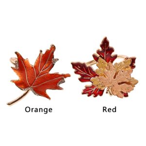 Mokylor 8 Pcs Maple Leaves Napkin Ring, Fall Metal Napkin Ring Holder Maple Leaves Serviette Buckle Holder Autumn Leaf Napkin Buckle for Harvest Season Thanksgiving Fall Decoration