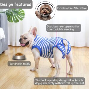 Sychien Dog Recovery Suit Post Surgery Shirt for Puppy,Small Female Male Wound Protective Suit,Blue S