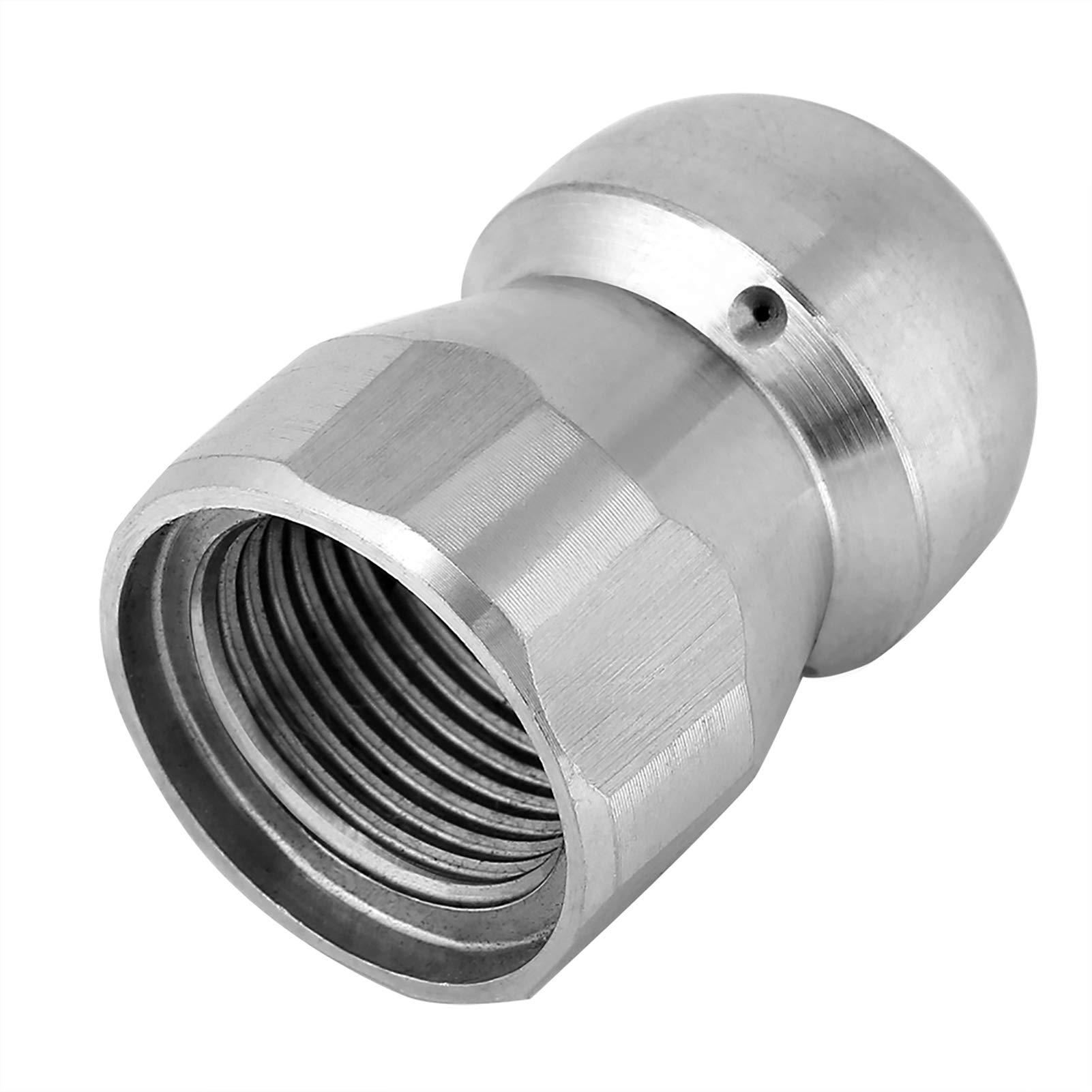 Cleaning Nozzle, Pressure Drain Hose Thread Nozzle 3/8" Pressure Washer Quick Connector Sewer Jetter Nozzle Stainless Steel Fixed Jetting Nozzle