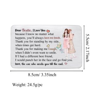 Bestie Wallet Insert Cards Birthday Gifts Best Friend Inspirational Personalized Graduation Gift Come-of-age Present Love Pocket Card Go to University Keepsake Christmas Friendship Appreciate Reminder