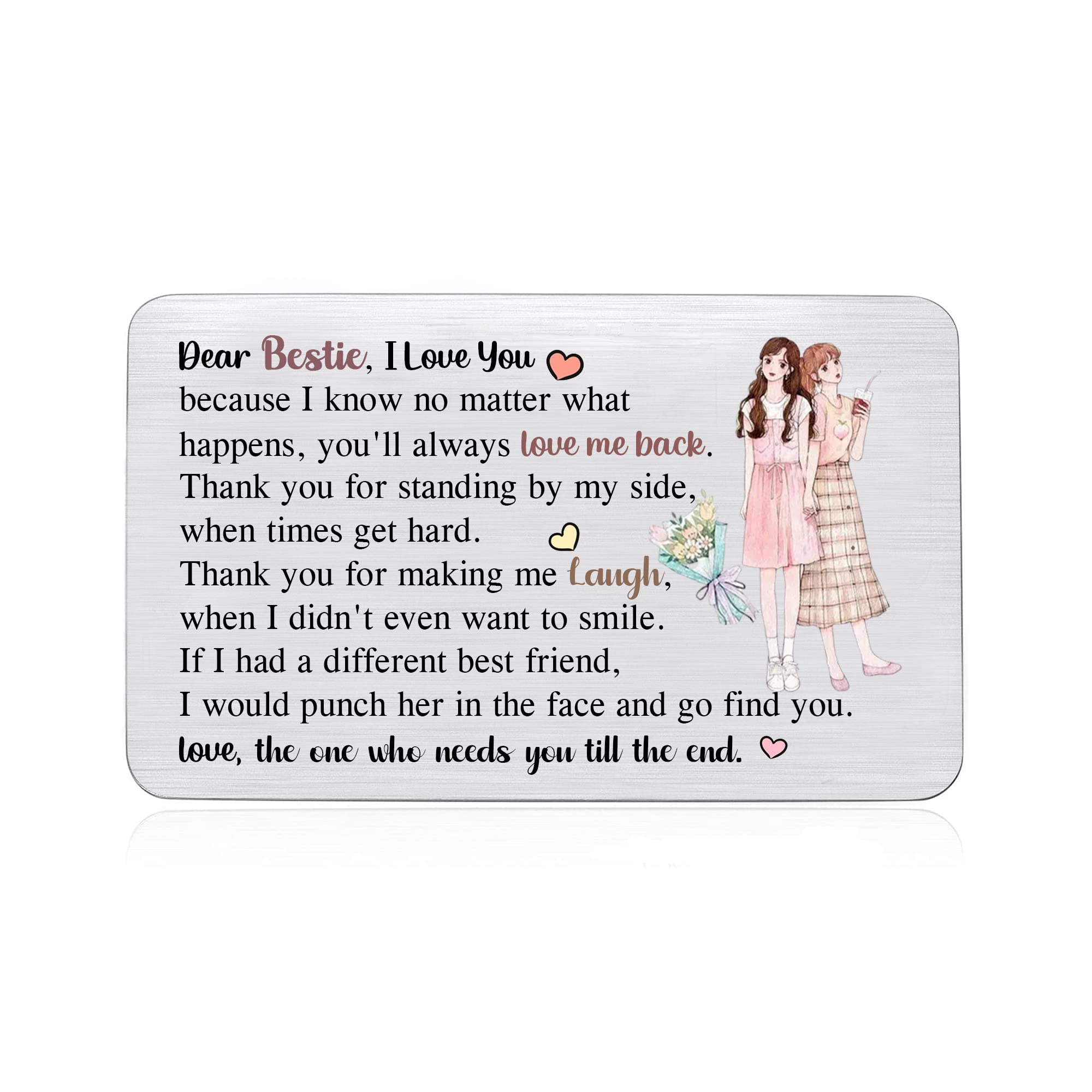 Bestie Wallet Insert Cards Birthday Gifts Best Friend Inspirational Personalized Graduation Gift Come-of-age Present Love Pocket Card Go to University Keepsake Christmas Friendship Appreciate Reminder