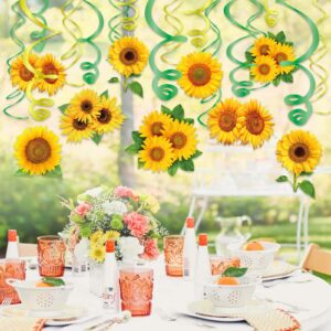 30PCS Sunflower Decorations Hanging Swirls Spring Summer Party Supplies Sun Flowers Party Foil Ceiling Wall Decor for Baby Shower Birthday Party Favors