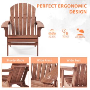 Oversize Wooden Folding Adirondack Chair, Half Pre-Assembled Wood Lounge Chair for Outdoor Patio Garden Lawn Backyard Deck Pool Beach Firepit