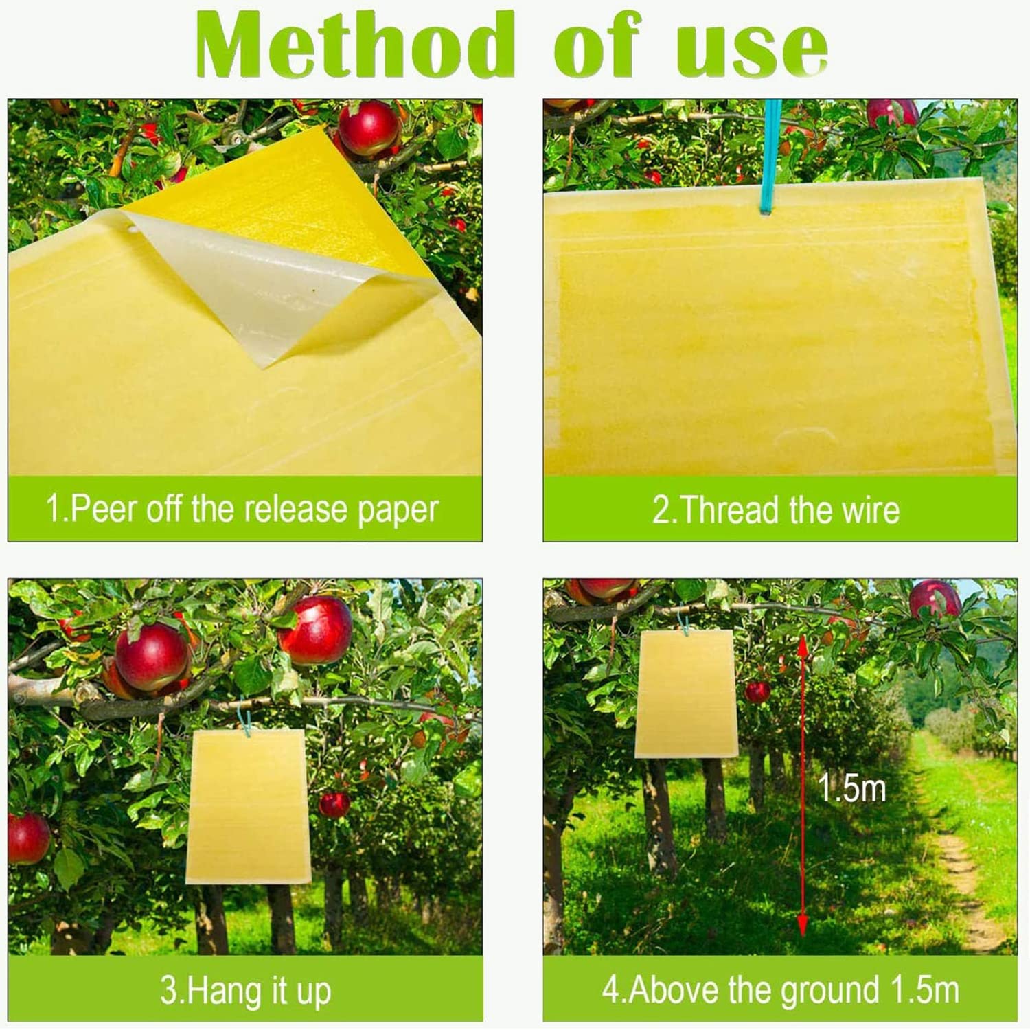 Cheechee 20-Pack Yellow Sticky Traps for Gnats, Fruit Fly Trap for Indoors/Outdoor Flying Plant Insect Killer Like Fungal Gnats, White Flies, Aphids, Leaf Miners - 6x8 in, 20pcs Twist Ties Included