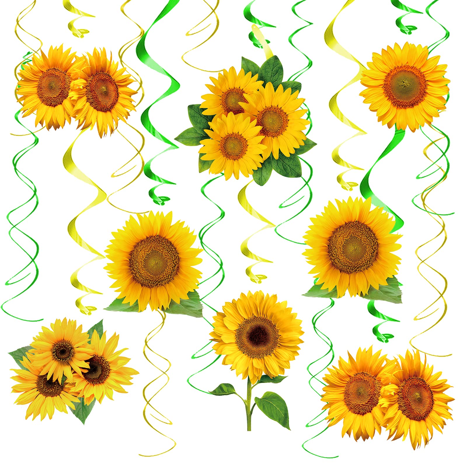 30PCS Sunflower Decorations Hanging Swirls Spring Summer Party Supplies Sun Flowers Party Foil Ceiling Wall Decor for Baby Shower Birthday Party Favors