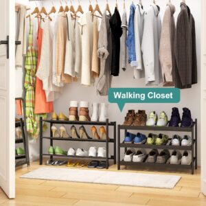 viewcare Shoe Rack for Entryway, 3-Tier Bamboo Wood Shoe Rack for Closet, Tilting | Foldable | Natural, Shoe Organizer for Hallway Closet, Free Standing Shoe Racks for Indoor & Outdoor