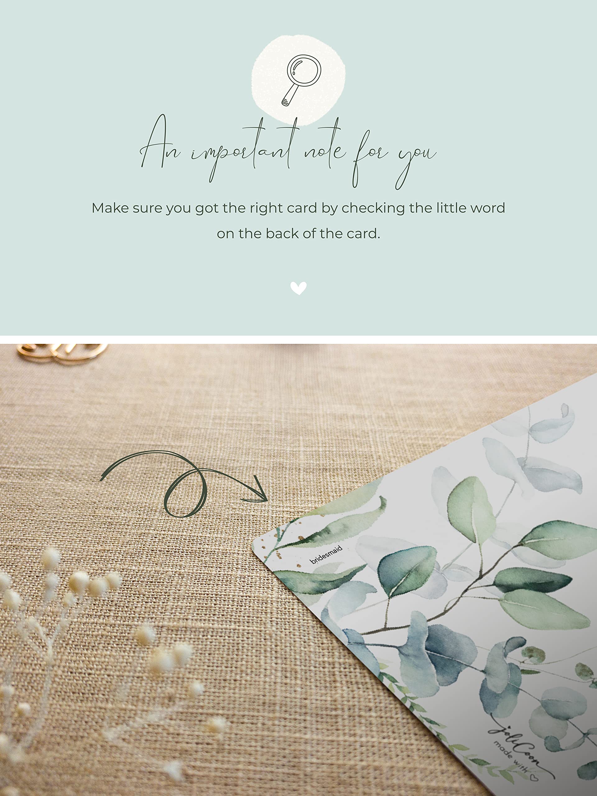 Joli Coon Will you be my bridesmaid scratch card - Bridesmaid proposal with envelope - Eucalyptus