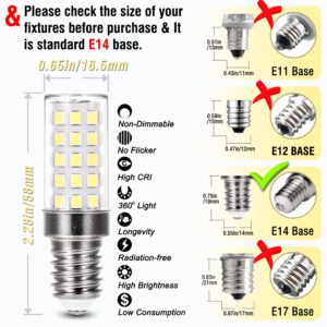 ALIDE E14 LED Bulbs 4W Equal 40 Watt Candelabra Bulbs,120V to 220V, 6000K Daylight Bright White T6 C7 E14 European Base Edison Bulb for Chandeliers,Turkish Persian Lamp Pendant,Non-dimmable,10 Pack