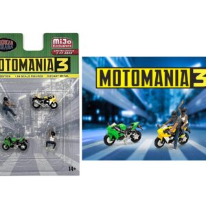 American Diorama Motomania 3" 1:64 Metal Figures Set AD-76499 (2 Figures + 2 Motorcycles)