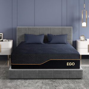 egohome 14 inch twin memory foam mattress for back pain, cooling gel mattress bed in a box, made in usa, certipur-us certified, therapeutic medium daybed mattress, 38x75x14 black