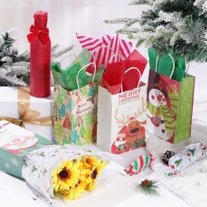 Blisstime Christmas Tissue Paper, 180 Sheets 19.7" x 19.7" Xmas Wrapping Paper in 12 Different Designs Christmas Series Tissue Paper Bulk for Gift Wrapping Wine Bottles DIY Crafts Decor