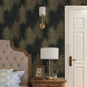 JiffDiff Botanical Fern Wallpaper Peel and Stick Leaf Wallpaper Green Grunge Ferns Removable Wallpaper Botanical Greenery Wallpaper Self Adhesive 17.73" x 393.7" Covering 47.36 sq.ft