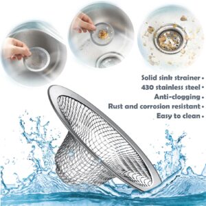 100 Pcs 2.75" Mesh Sink Strainers Stainless Steel Drain Strainer Bathroom Sink Strainers Kitchen Drain Strainer Mesh Shower Drain Hair Catchers for Lavatory Balcony Laundry Mop Pool RV Sink