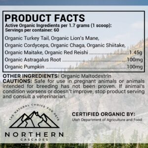 Northern Cascades Dog Immunity Supplement Supporting Superfood Mushroom to Strengthen K9 Immune System and Increase Vitality