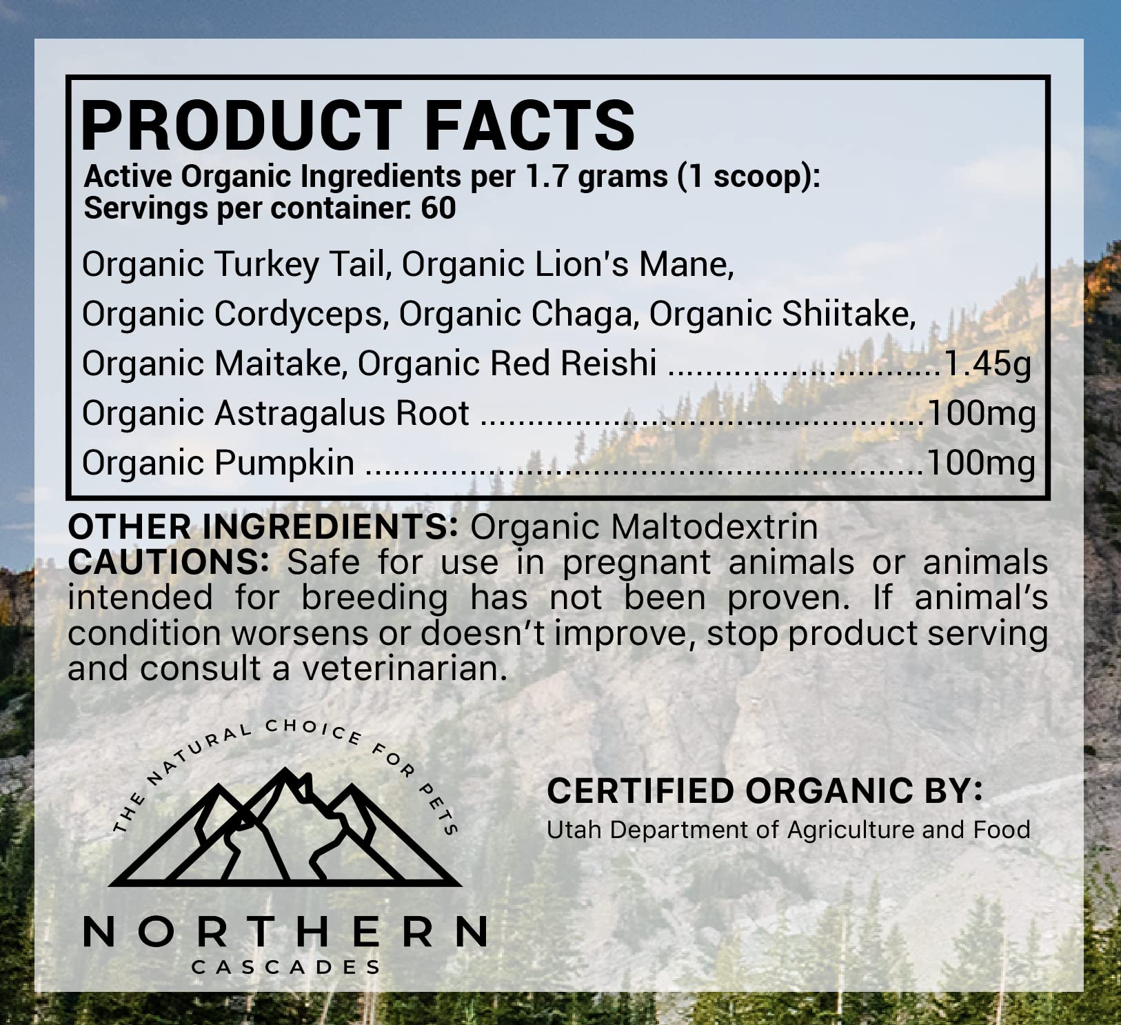 Northern Cascades Dog Immunity Supplement Supporting Superfood Mushroom to Strengthen K9 Immune System and Increase Vitality