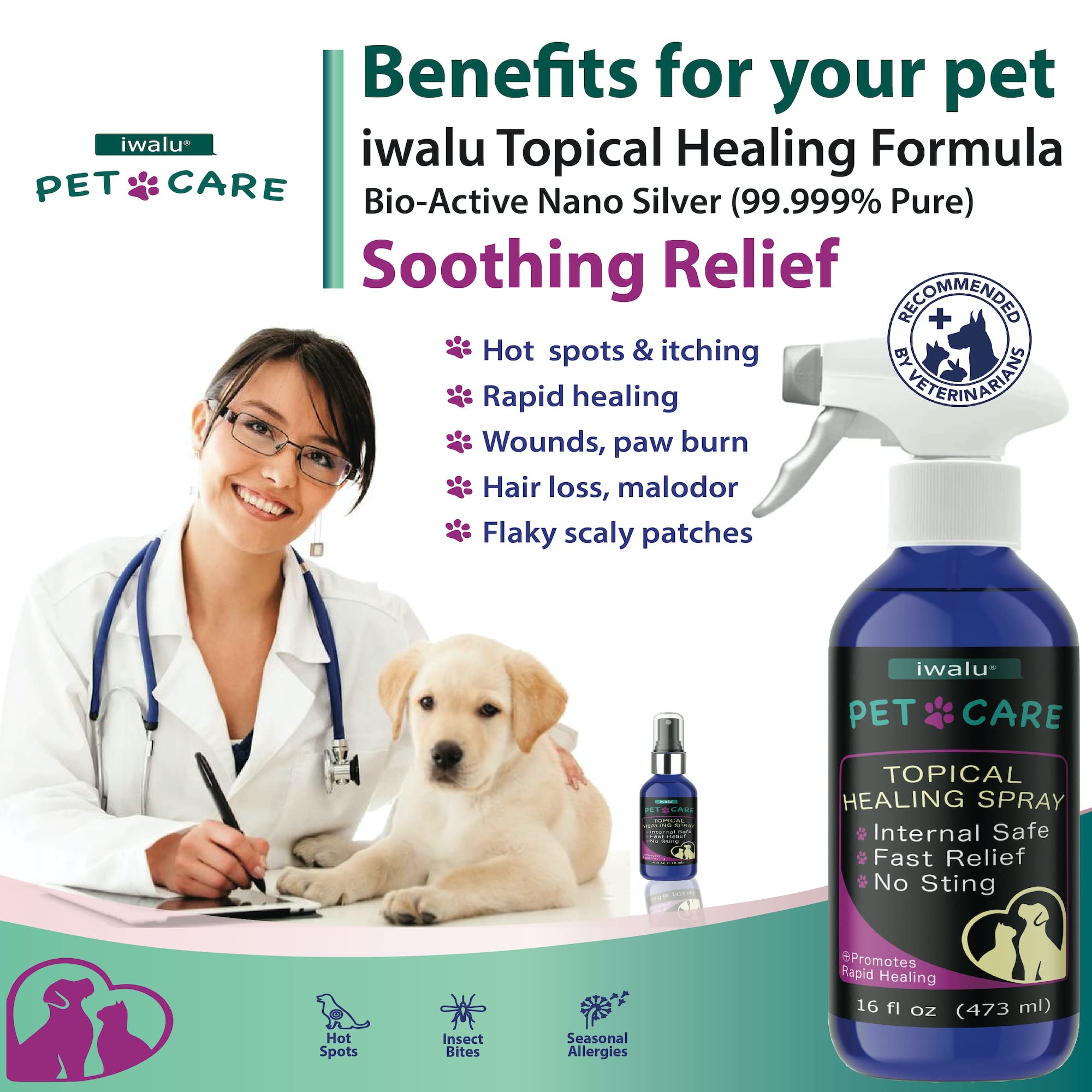 Allergy Medication For Dog Cat Itchy Skin Relief Dog Skin And Coat Supplement Anti Itch Relief Anti Hot Spot Paw Cleaner Soother Treatment Best Dog Moisturizer For Dry Skin Pet Wound Care Spray (16oz)