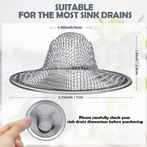 100 Pcs 2.75" Mesh Sink Strainers Stainless Steel Drain Strainer Bathroom Sink Strainers Kitchen Drain Strainer Mesh Shower Drain Hair Catchers for Lavatory Balcony Laundry Mop Pool RV Sink