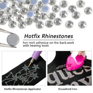 Beadsland Hotfix Rhinestones Bulk, 14400PCS Crystal Hot Fix Rhinestones for Crafts Clothes DIY Decoration, Crystal, SS10, 2.7-2.9mm