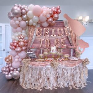 Janinus Bride To Be Balloons Garland Rose Gold Bachelorette Party Decorations Kit Bridal Shower Balloons Arch Kit With Champagne Bottle Balloon And Ring Balloon For Bridal Rose Gold Party Decorations