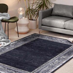 AK RUGS Modern Machine Washable Printed Area Rug Gloria Collection Living Room Bedroom Rug (Charcoal, 6' x 9')