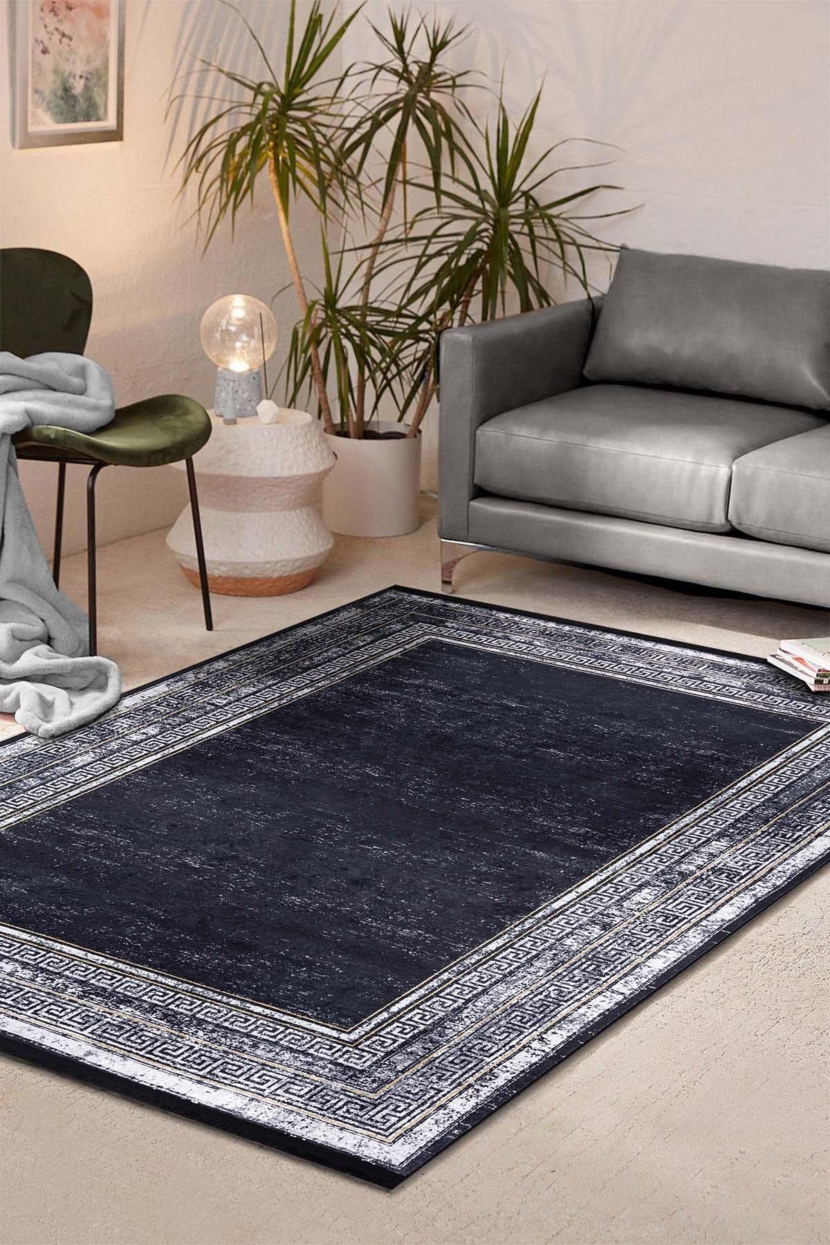 AK RUGS Modern Machine Washable Printed Area Rug Gloria Collection Living Room Bedroom Rug (Charcoal, 6' x 9')