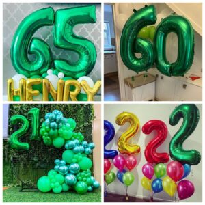 Number 10 Dark Green Balloons 40 Inch Giant Green 10 Numer Foil Helium Balloons for 10th Green Birthday Party Supplies 10th Anniversary Events Decorations