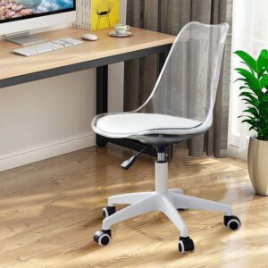 BAOPIN Home Office Desk Chair, Modern Computer Chair with Adjustable Height, Armless Acrylic Rolling Clear Chair with Wheels for Bedroom, Classroom, and Vanity Room (Clear)