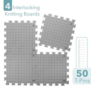 Mr. Pen- Interlocking Blocking Mats, 12”x12”, 4 Pack, Blocking Mats for Knitting & Crochet Projects with 50 T-Pins, Knitting Blocking Mats and Pins, Crochet Blocking Board for Crocheting