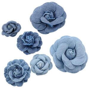 lq industrial 6pcs denim flower cloth 3 sizes fabric flower for clothes decoration diy crafts supplies scrapbooking