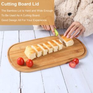 Nomotruc Bread Box with Cutting Board Lid Made with Bamboo Fiber, Bread Box For Kitchen Countertop Bread Container Holder Keeper Keep Fresh I14.4x8.3x5.6 in……