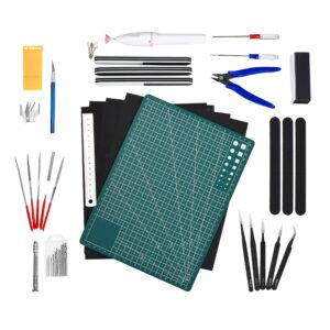 mandala crafts model tool kit - premium 33 pcs hobby building tool hardware basic set with hobby clippers model tweezers for plastic model car dollhouse