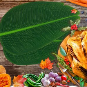 SWR Banana Leaves, Leaf placemats, 10 Pcs Artificial Banana Leaves for Hawaiian Party Jungle Aventure Theme Party Decor Table Runner Centerpieces Placemat (10), Green, 17.72''*9.84''